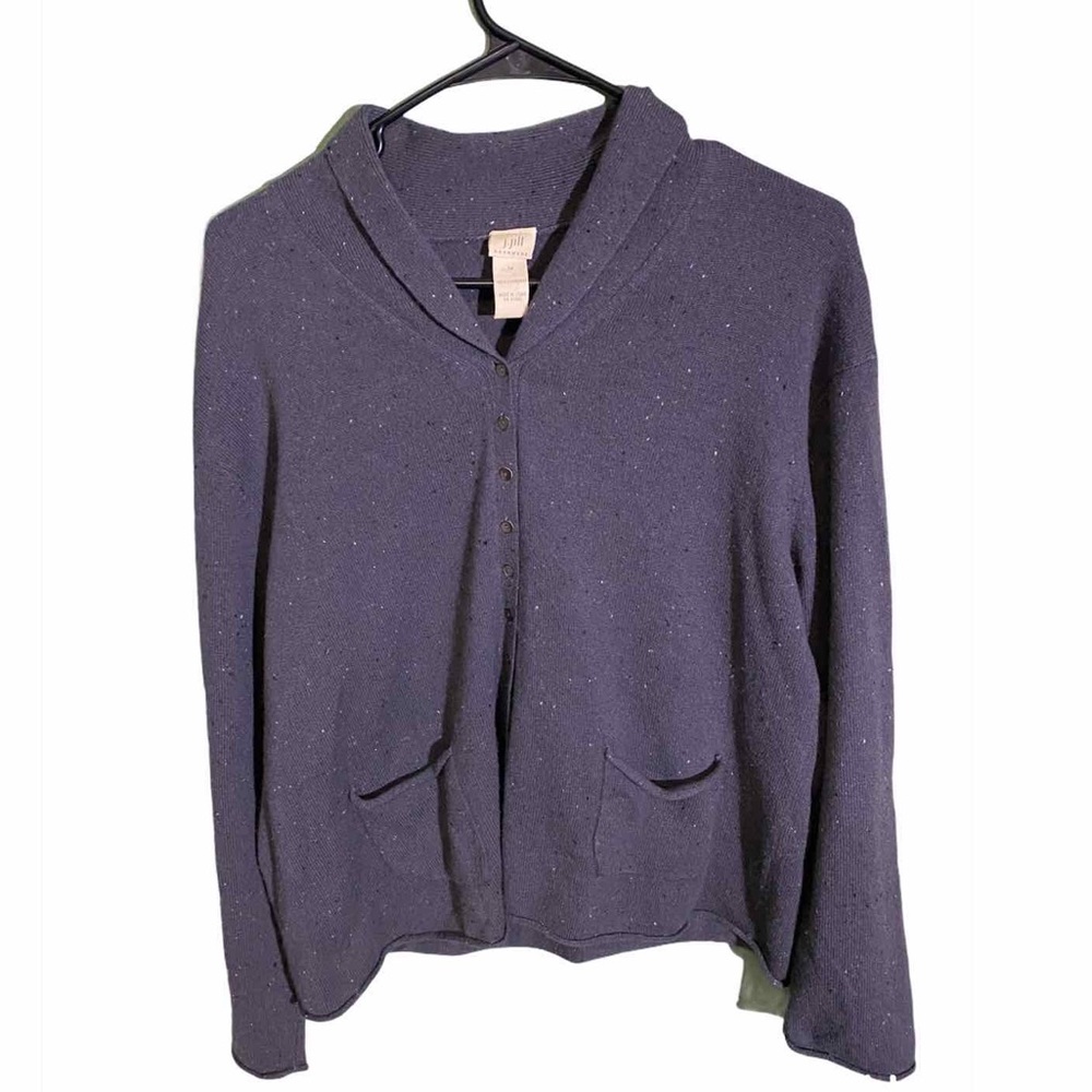 J. Jill 100% Cashmere Grey Button-Up Cardigan